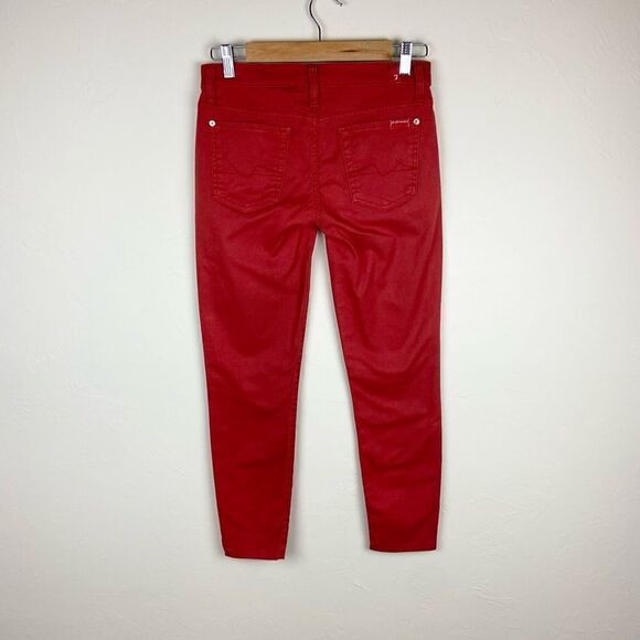 7 For All Mankind ‘The Skinny’ Mid-Rise Ankle Stretch Pant - Lipstick Red - Picture 6 of 8